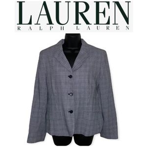 RALPH LAUREN Triple Button Grey Plaid Suit Blazer